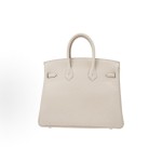 HERMES Birkin 25 Silver clasp Women\'s 8L Beton Glacier White